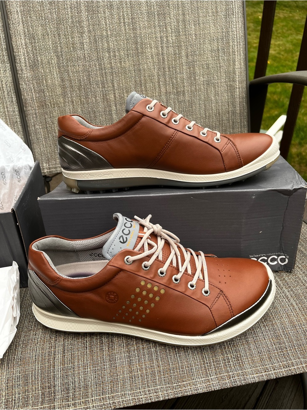 ECCO Biom Hybrid 2 Golf Shoes Men’s EU 45/US 11-11.5 NIB Yak Leather Hydromax - Picture 14 of 14